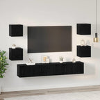 Set mobile TV 7 pcs Rovere Nero Legno multistrato