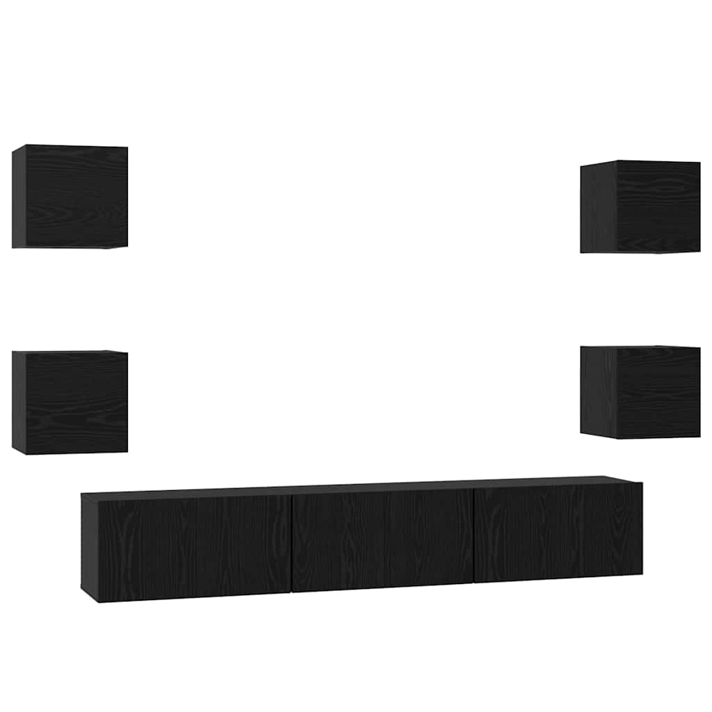 Set mobile TV 7 pcs Rovere Nero Legno multistrato