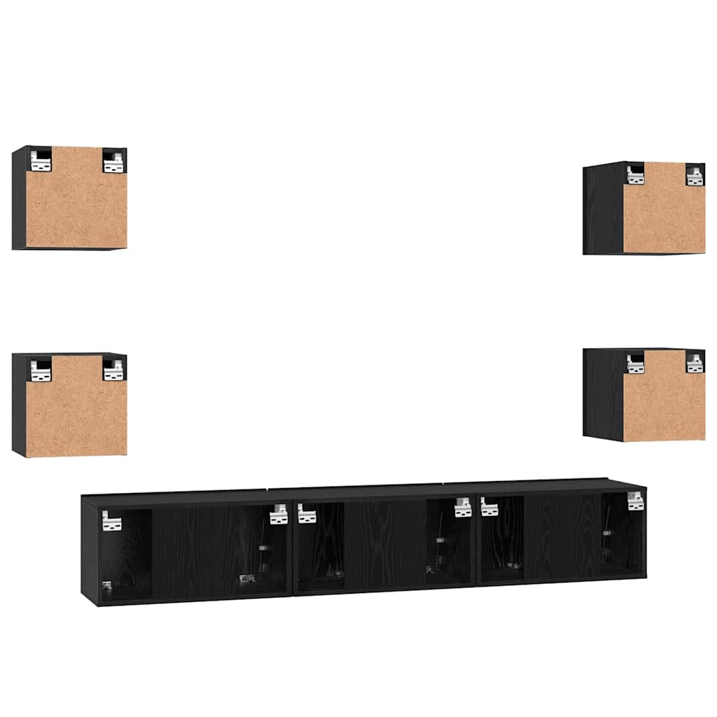 Set mobile TV 7 pcs Rovere Nero Legno multistrato