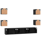 Set mobile TV 7 pcs Rovere Nero Legno multistrato