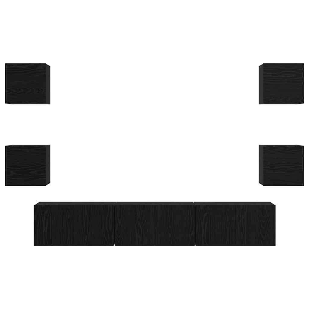 Set mobile TV 7 pcs Rovere Nero Legno multistrato