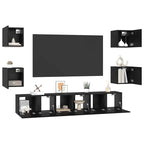 Set mobile TV 7 pcs Rovere Nero Legno multistrato