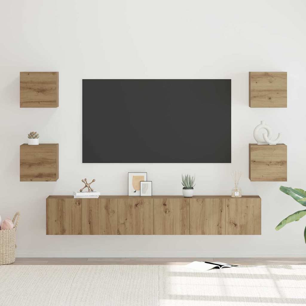 Set mobile TV 7 pcs Rovere artigianale Legno multistrato