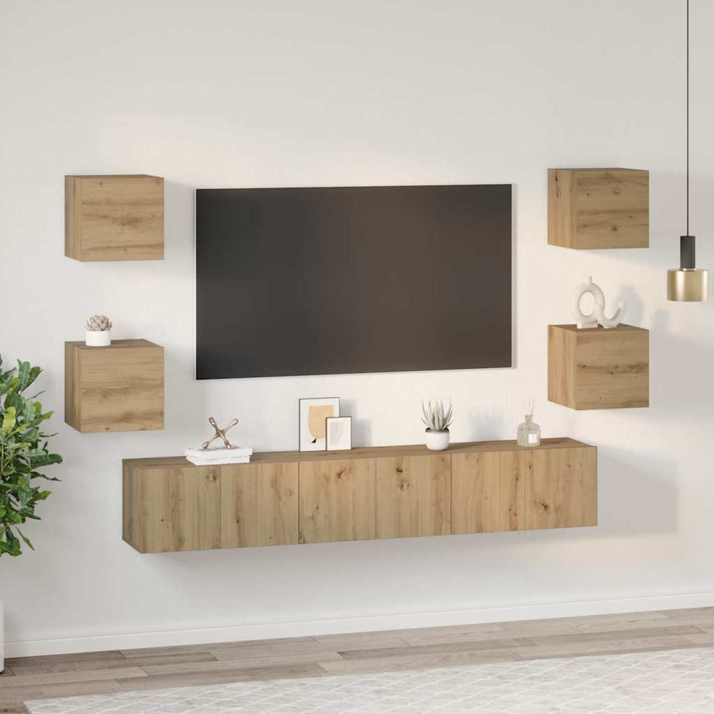 Set mobile TV 7 pcs Rovere artigianale Legno multistrato