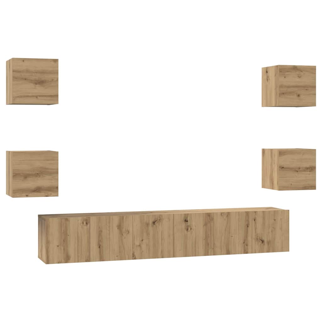 Set mobile TV 7 pcs Rovere artigianale Legno multistrato