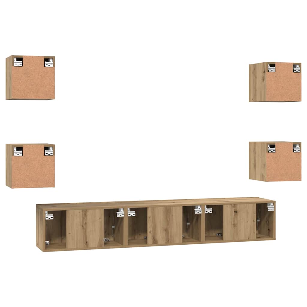 Set mobile TV 7 pcs Rovere artigianale Legno multistrato