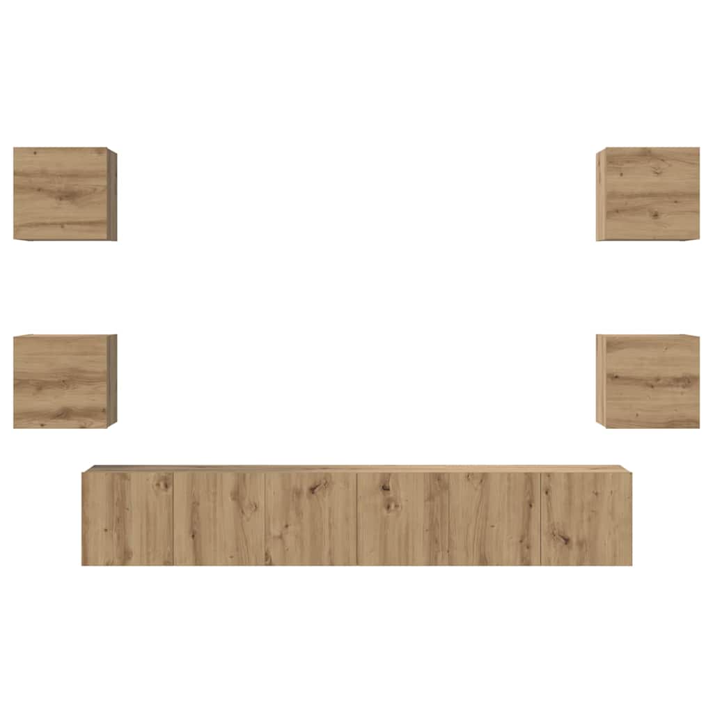 Set mobile TV 7 pcs Rovere artigianale Legno multistrato