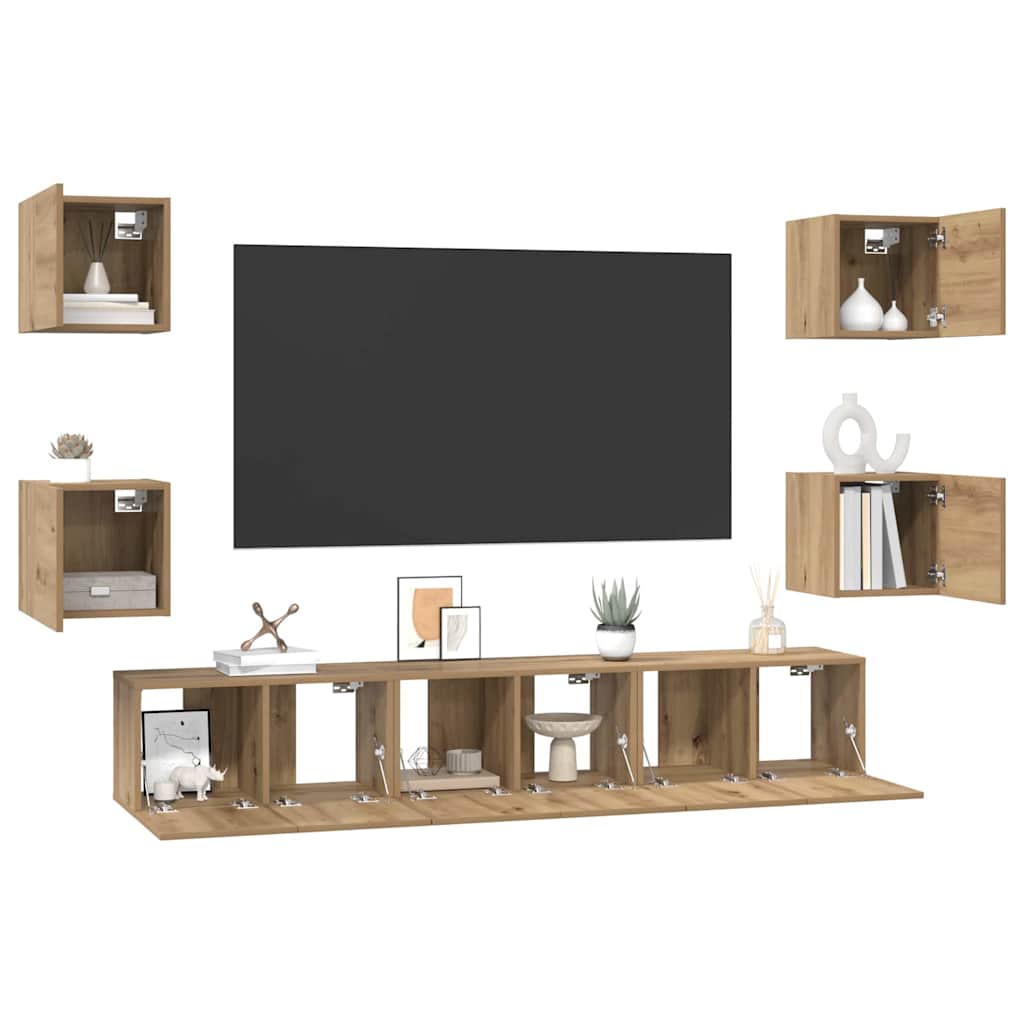 Set mobile TV 7 pcs Rovere artigianale Legno multistrato
