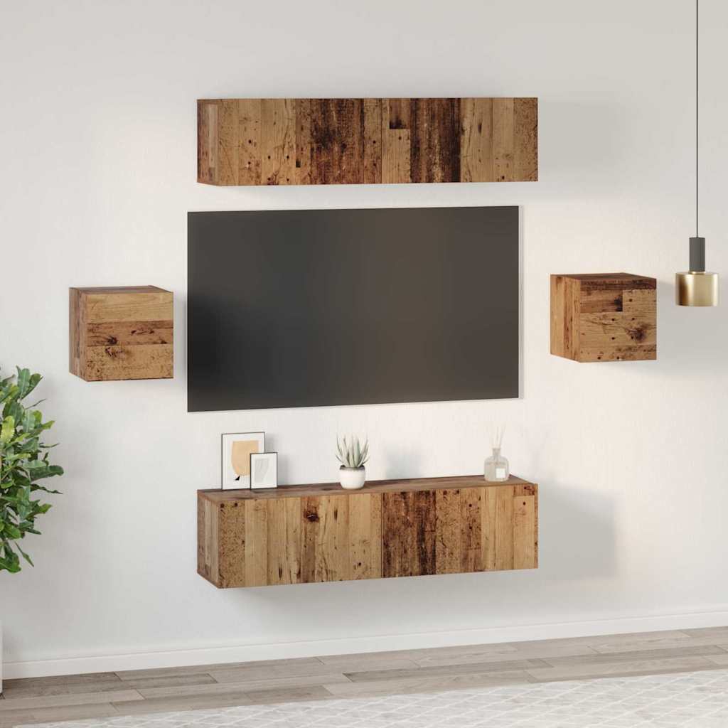 Set mobile TV 6 pcs Legno vecchio Legno multistrato