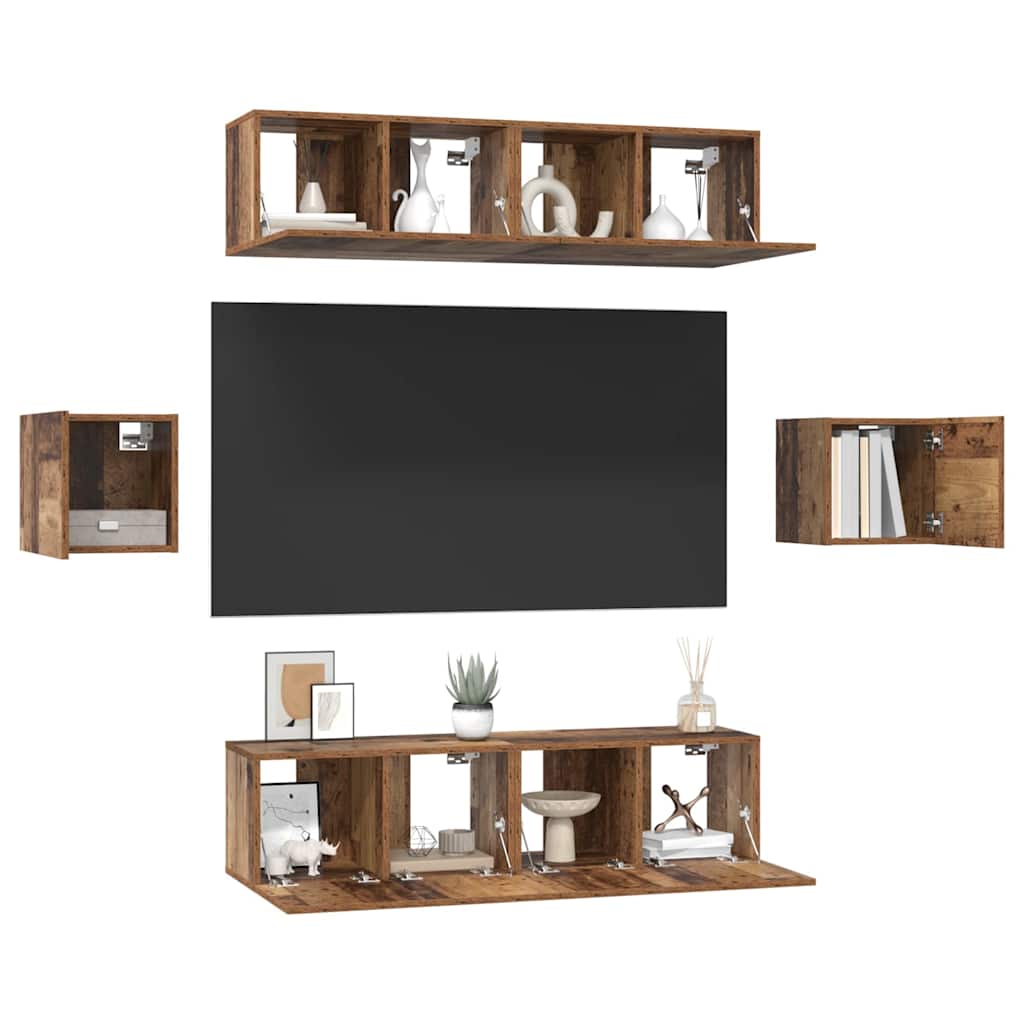 Set mobile TV 6 pcs Legno vecchio Legno multistrato