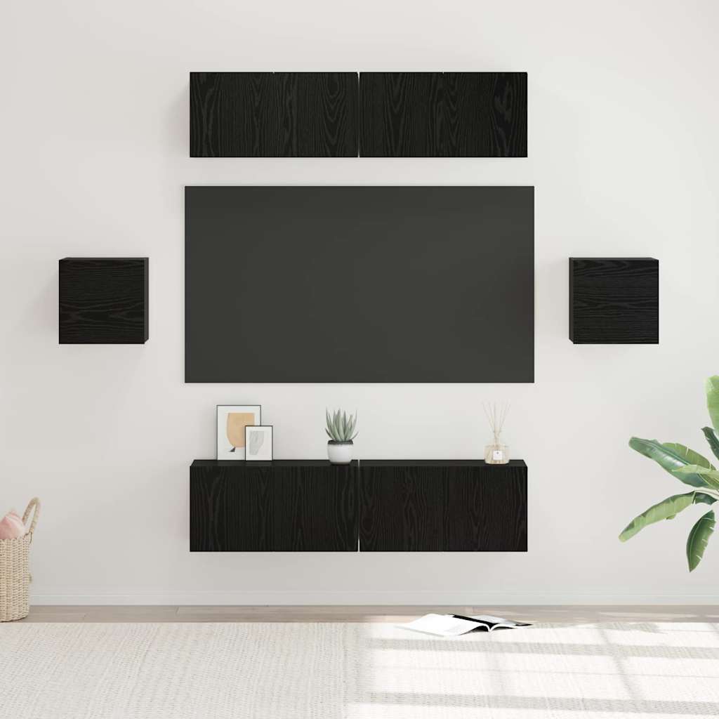 Set mobile TV 6 pcs Rovere Nero Legno multistrato