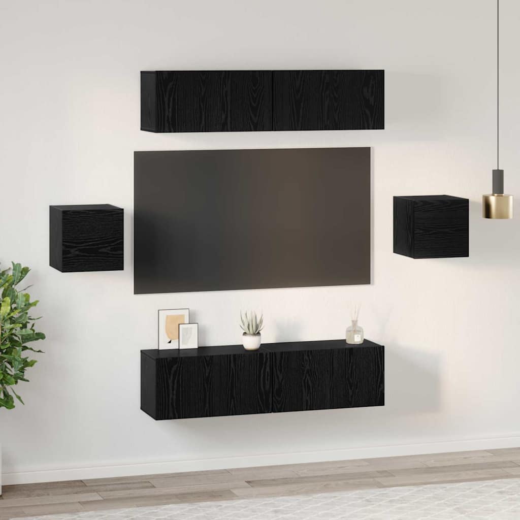 Set mobile TV 6 pcs Rovere Nero Legno multistrato