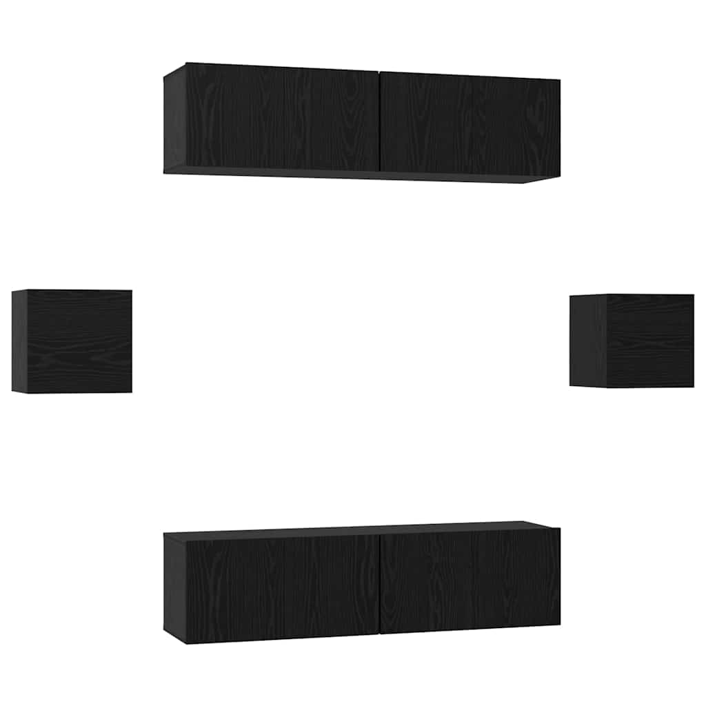 Set mobile TV 6 pcs Rovere Nero Legno multistrato