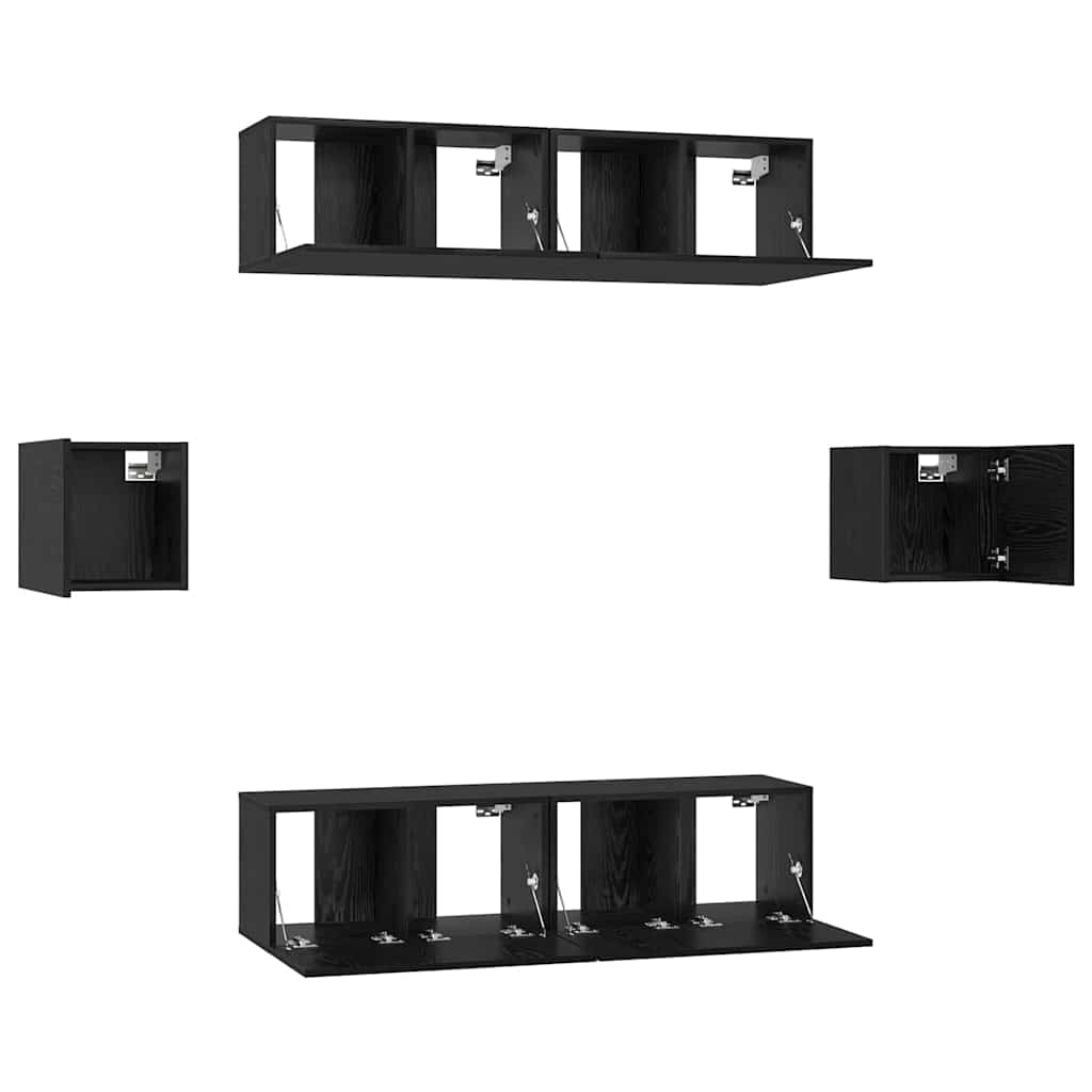 Set mobile TV 6 pcs Rovere Nero Legno multistrato