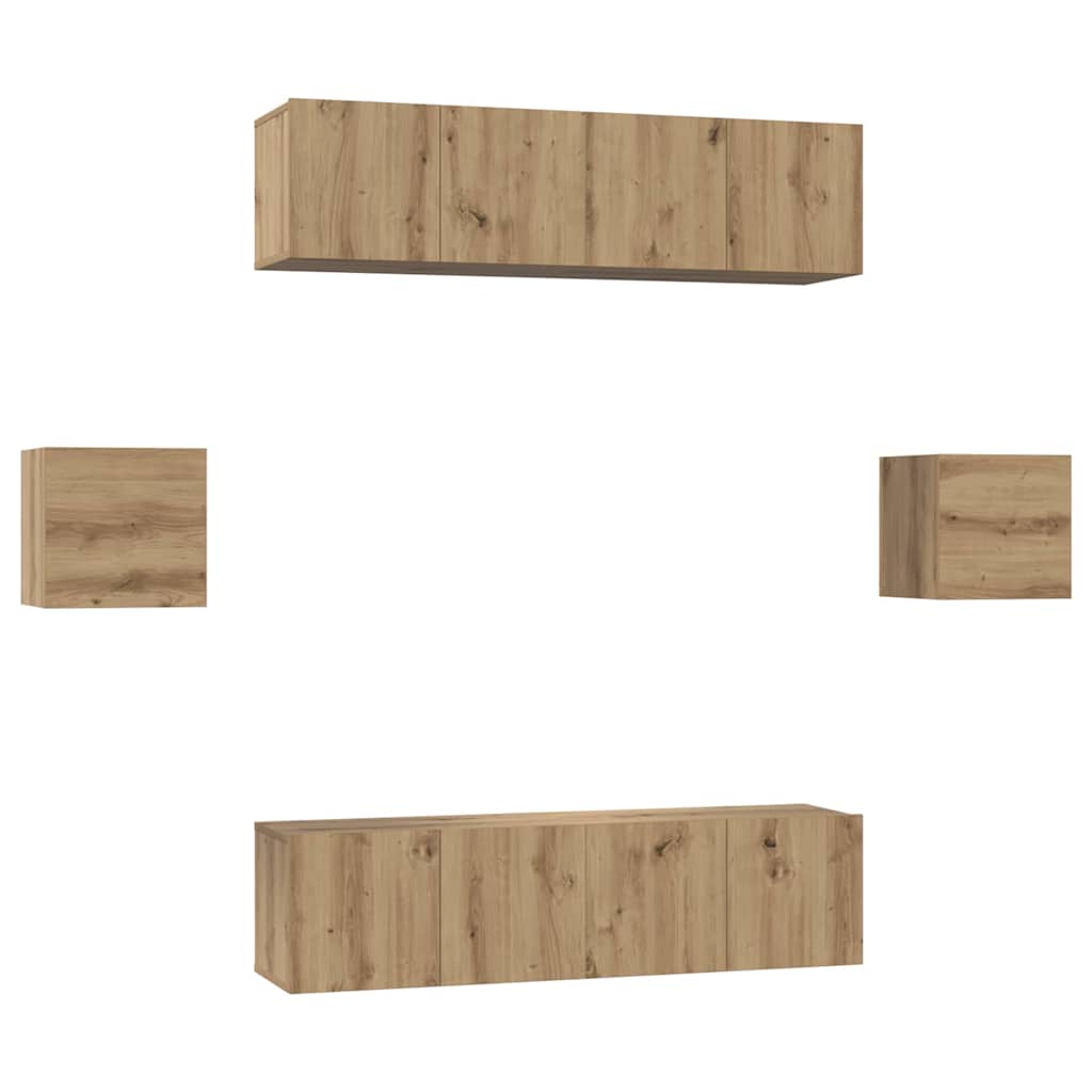 Set mobile TV 6 pcs Rovere artigianale Legno multistrato