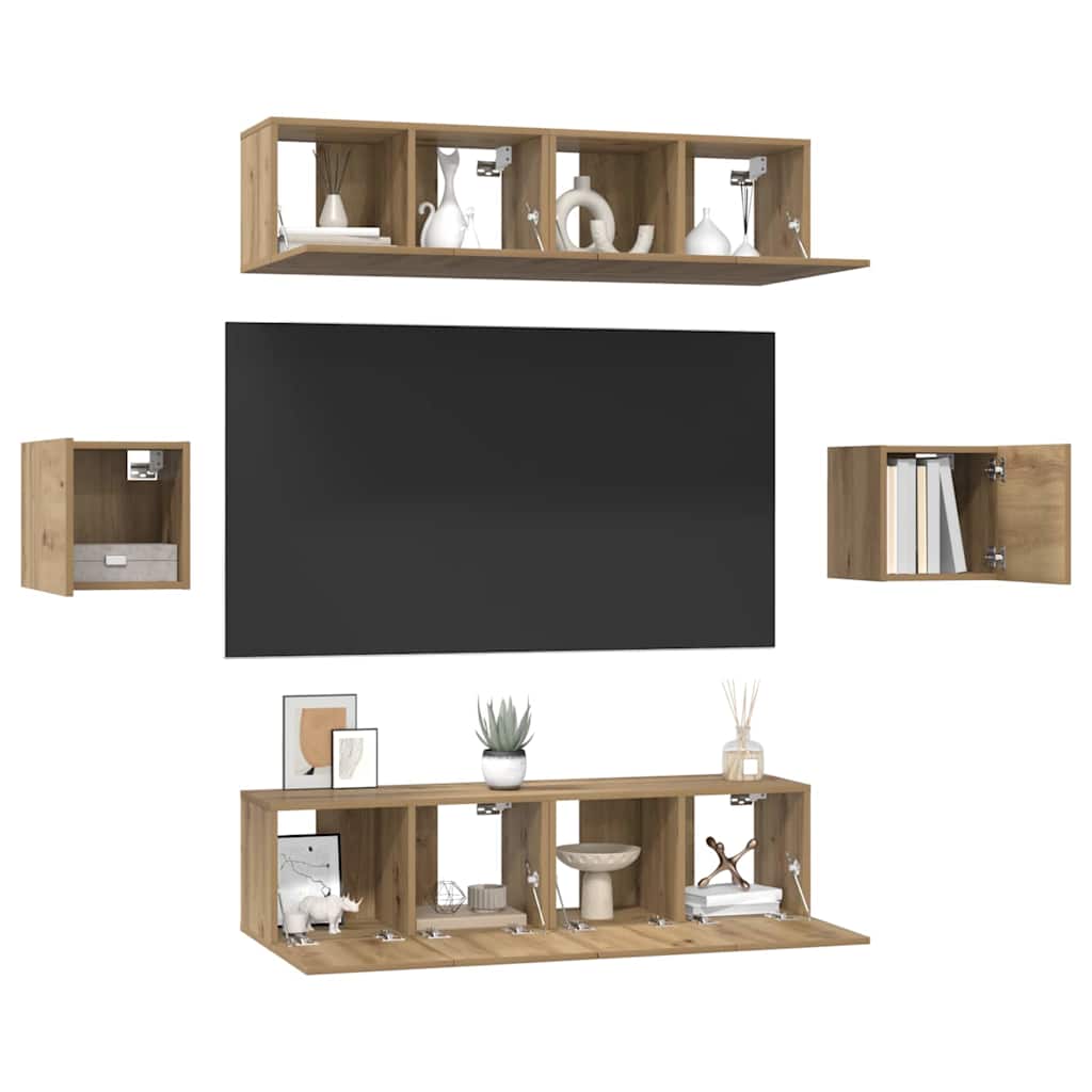 Set mobile TV 6 pcs Rovere artigianale Legno multistrato