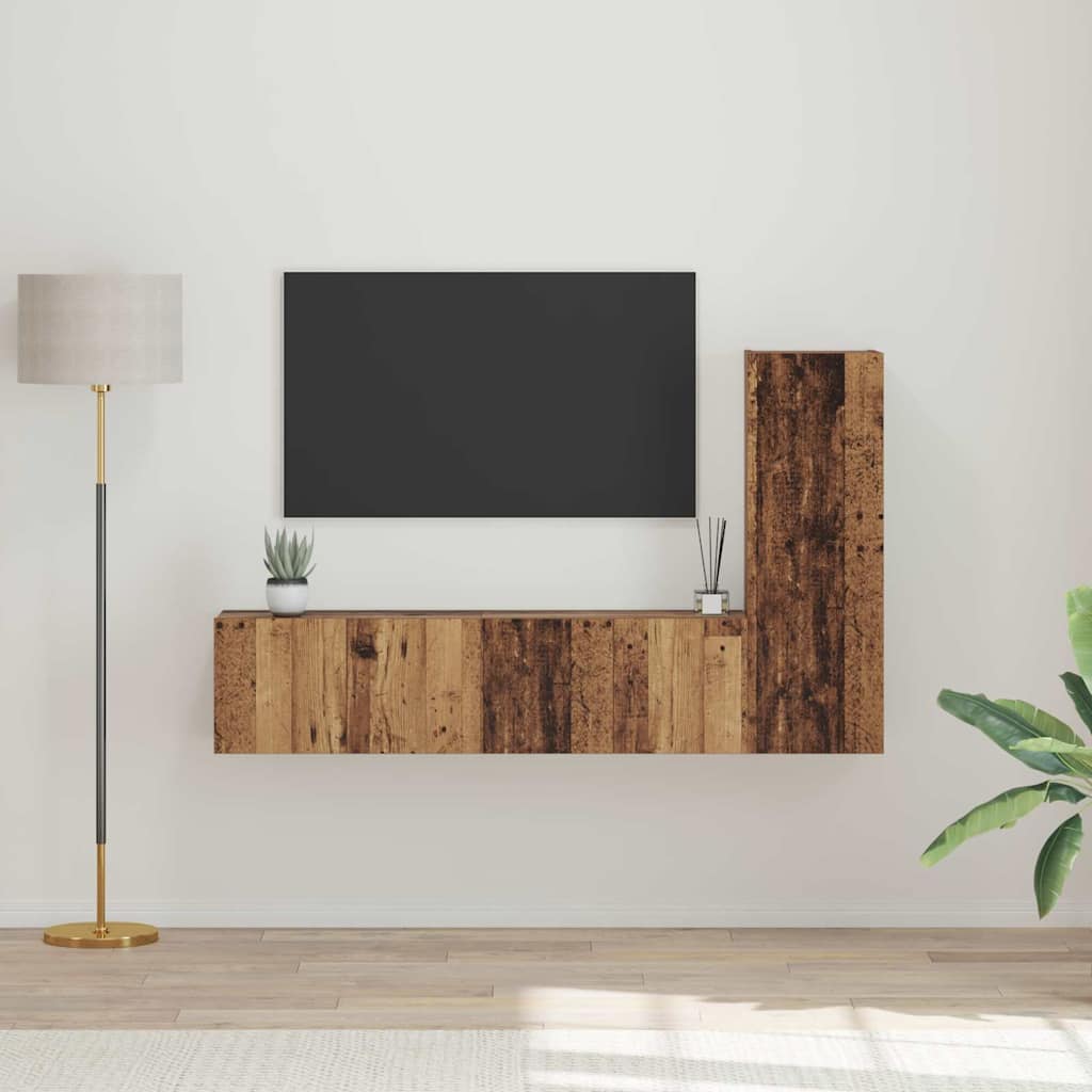 Set mobile TV 3 pcs Legno vecchio Legno multistrato