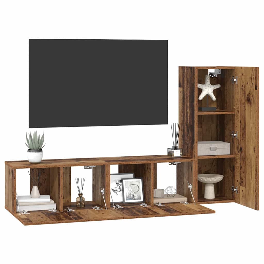 Set mobile TV 3 pcs Legno vecchio Legno multistrato