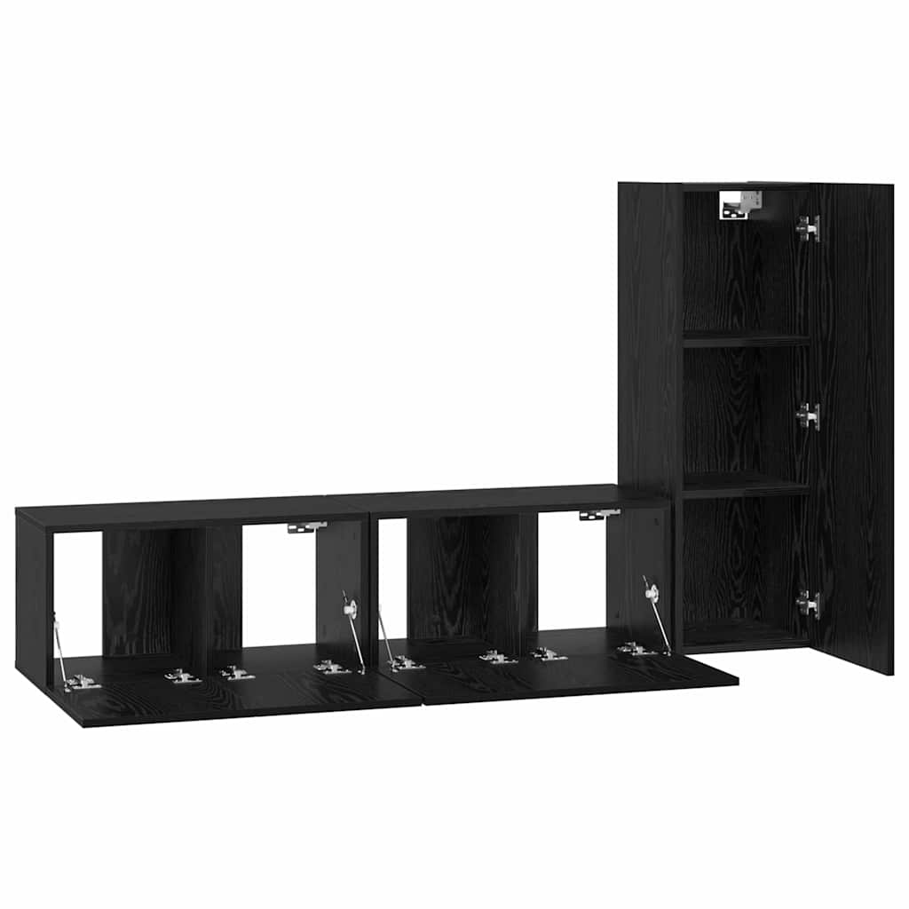 Set mobile TV 3 pcs Rovere Nero Legno multistrato