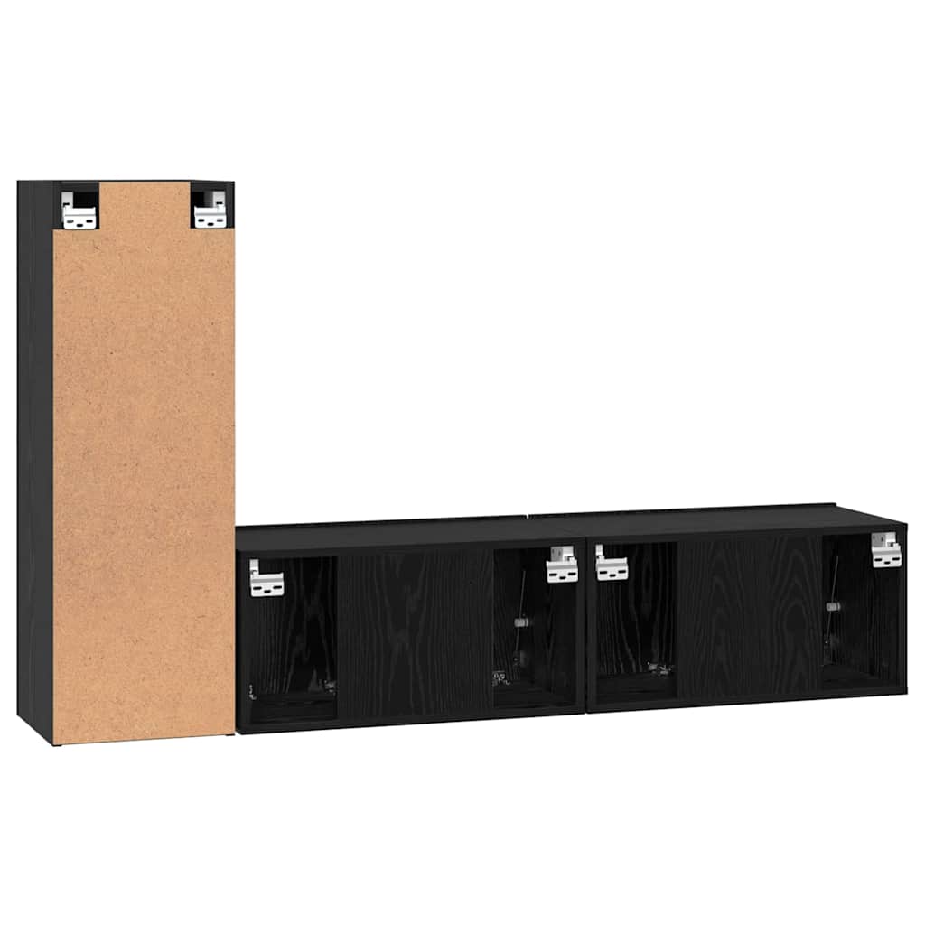 Set mobile TV 3 pcs Rovere Nero Legno multistrato