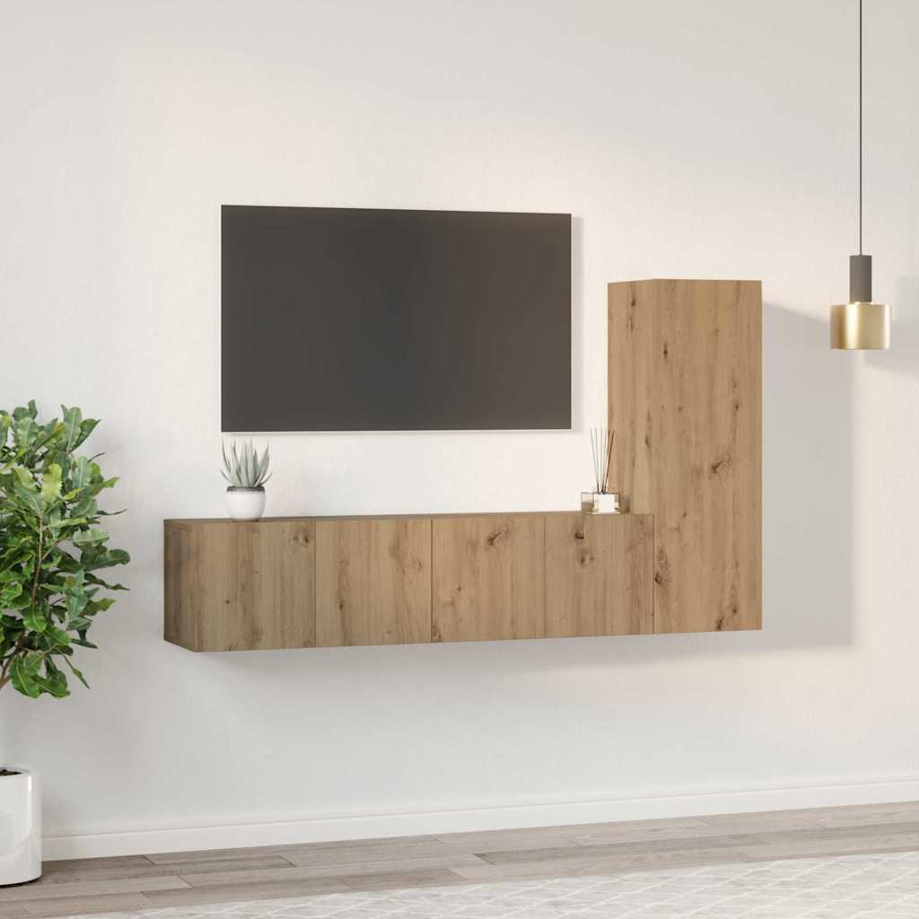 Set mobile TV 3 pcs Rovere artigianale Legno multistrato