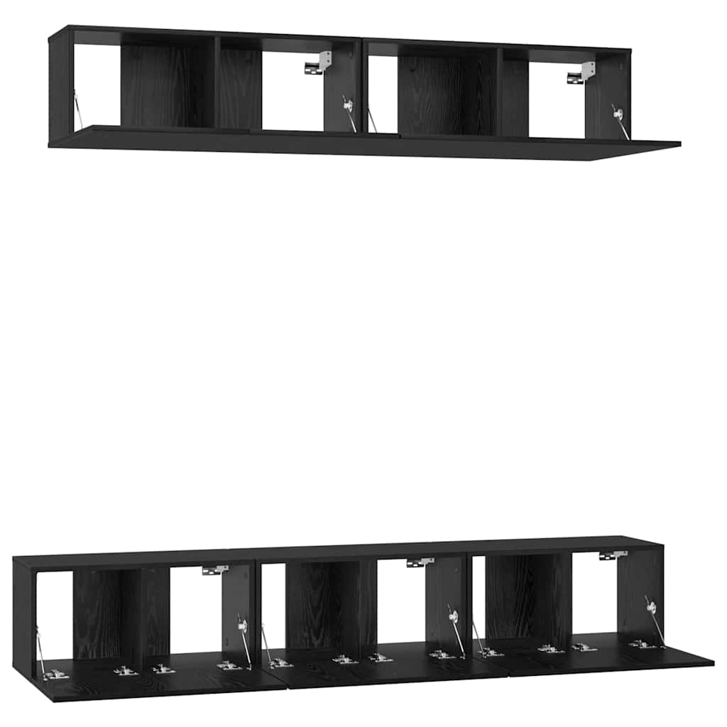 Set mobile TV 5 pcs Rovere Nero Legno multistrato