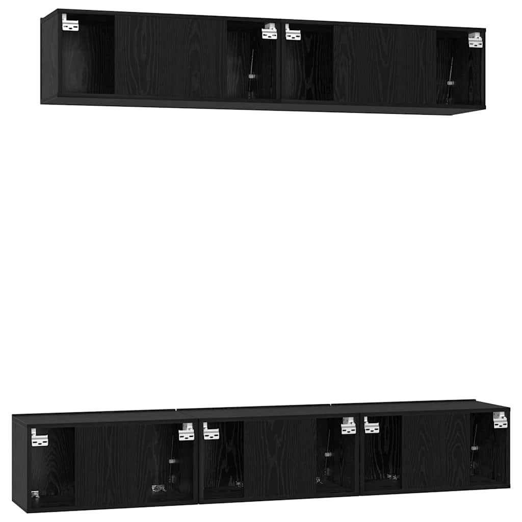 Set mobile TV 5 pcs Rovere Nero Legno multistrato
