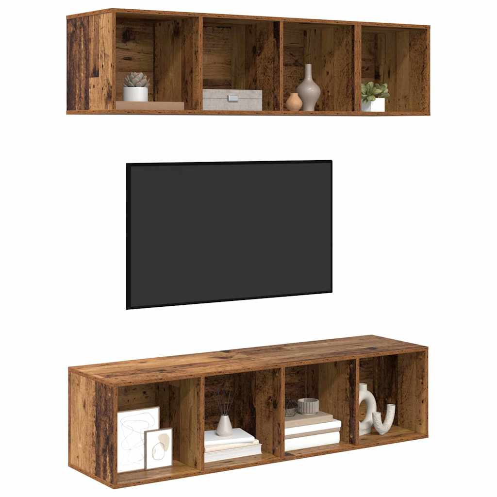 Set mobile TV 3 pcs Legno vecchio Legno multistrato