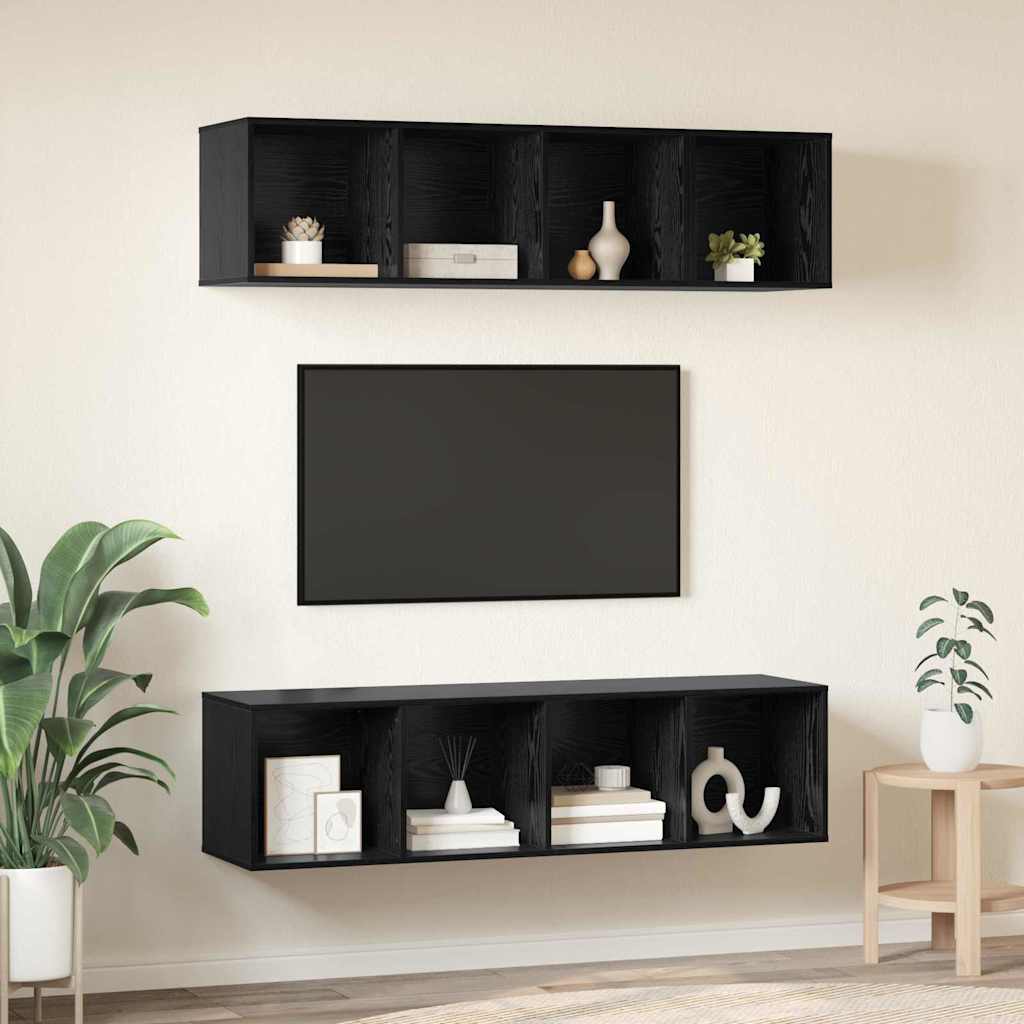 Set mobile TV 3 pcs Rovere Nero Legno multistrato