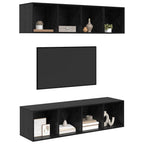 Set mobile TV 3 pcs Rovere Nero Legno multistrato