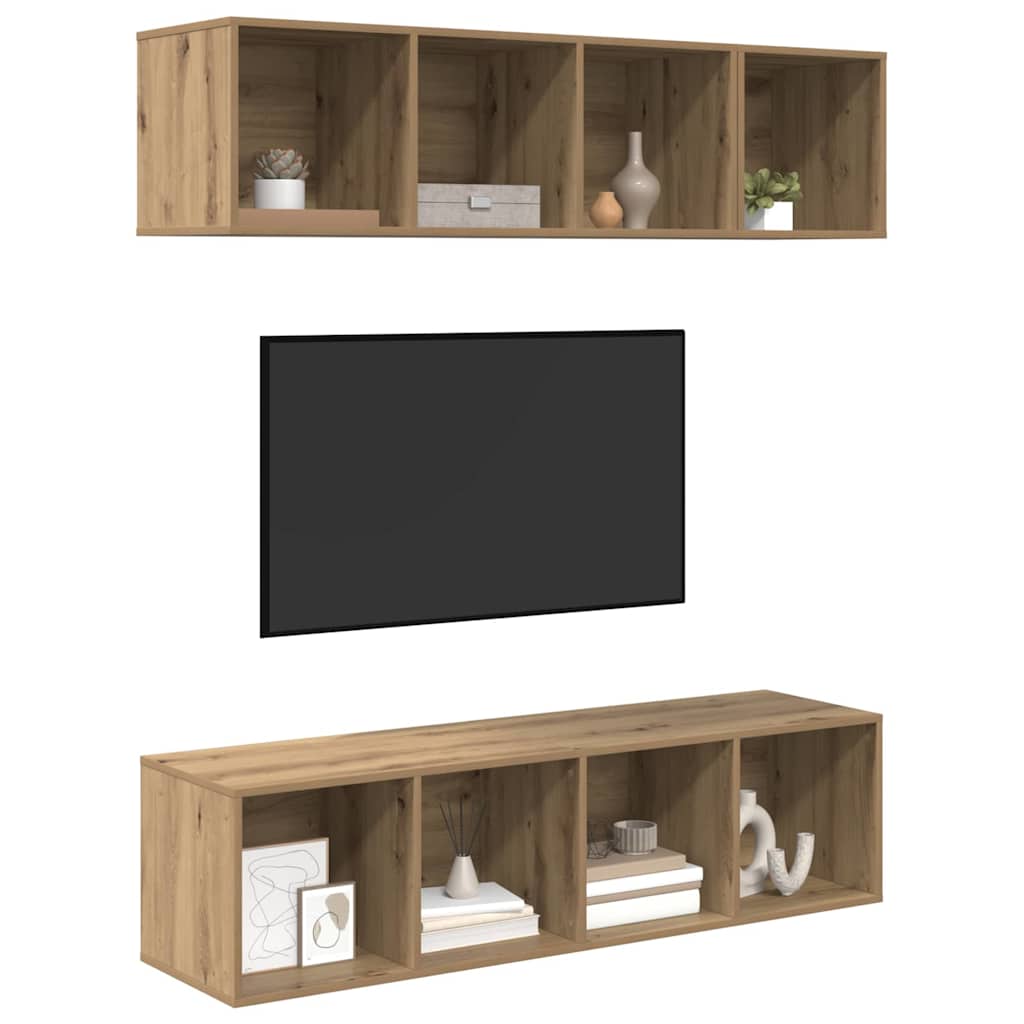 Set mobile TV 3 pcs Rovere artigianale Legno multistrato