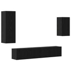 Set mobile TV 4 pcs Rovere Nero Legno multistrato