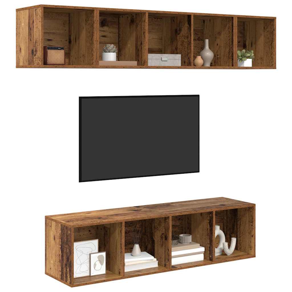 Set mobile TV 4 pcs Legno vecchio Legno multistrato
