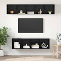 Set mobile TV 4 pcs Rovere Nero Legno multistrato