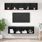 Set mobile TV 4 pcs Rovere Nero Legno multistrato