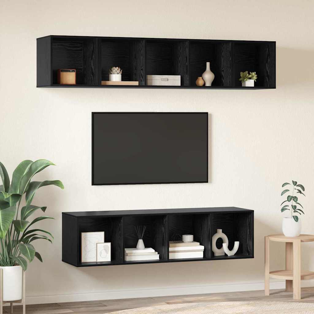 Set mobile TV 4 pcs Rovere Nero Legno multistrato