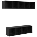 Set mobile TV 4 pcs Rovere Nero Legno multistrato