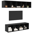 Set mobile TV 4 pcs Rovere Nero Legno multistrato