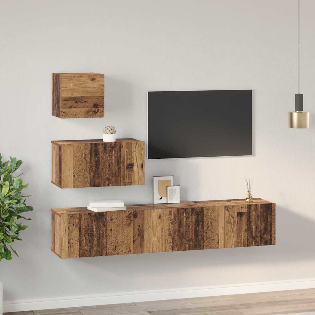Set mobile TV 4 pcs Legno vecchio Legno multistrato