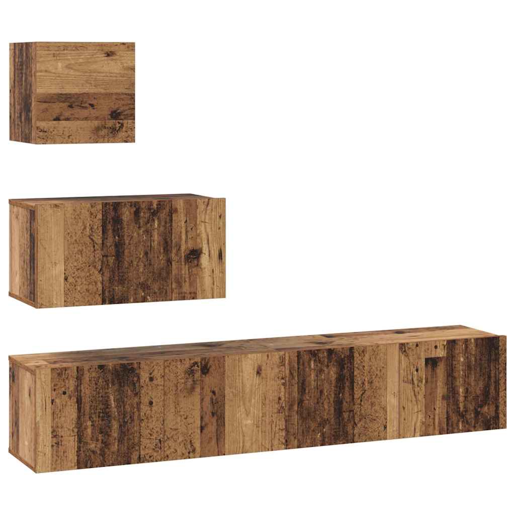 Set mobile TV 4 pcs Legno vecchio Legno multistrato