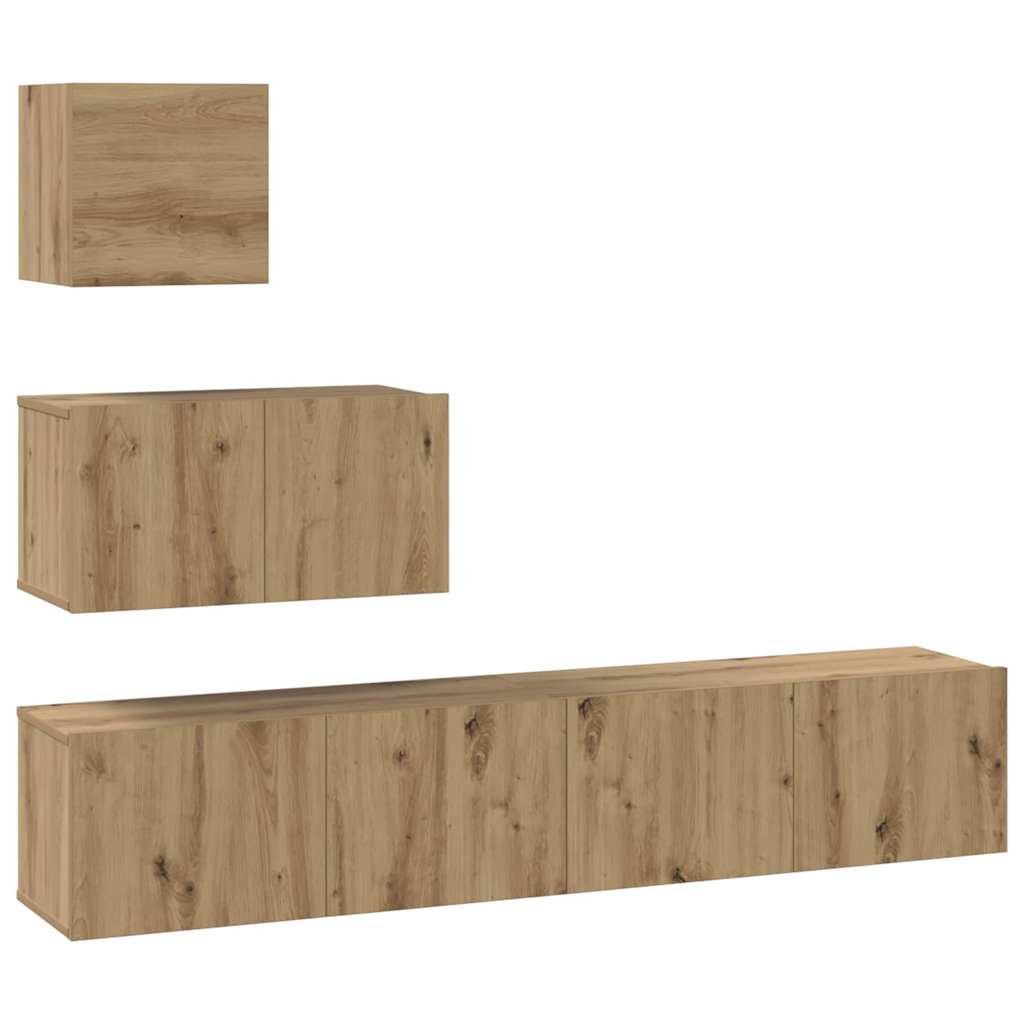 Set mobile TV 4 pcs Rovere artigianale Legno multistrato
