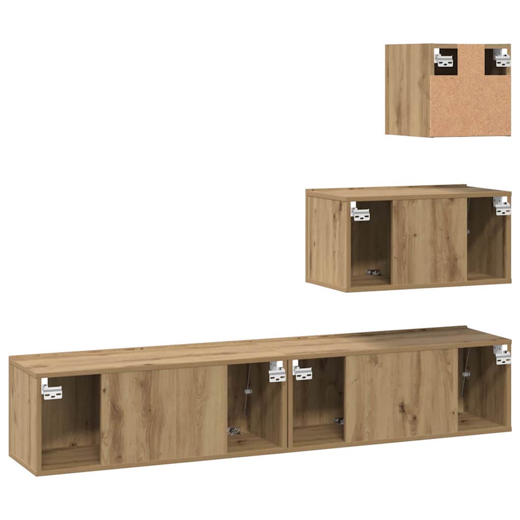 Set mobile TV 4 pcs Rovere artigianale Legno multistrato