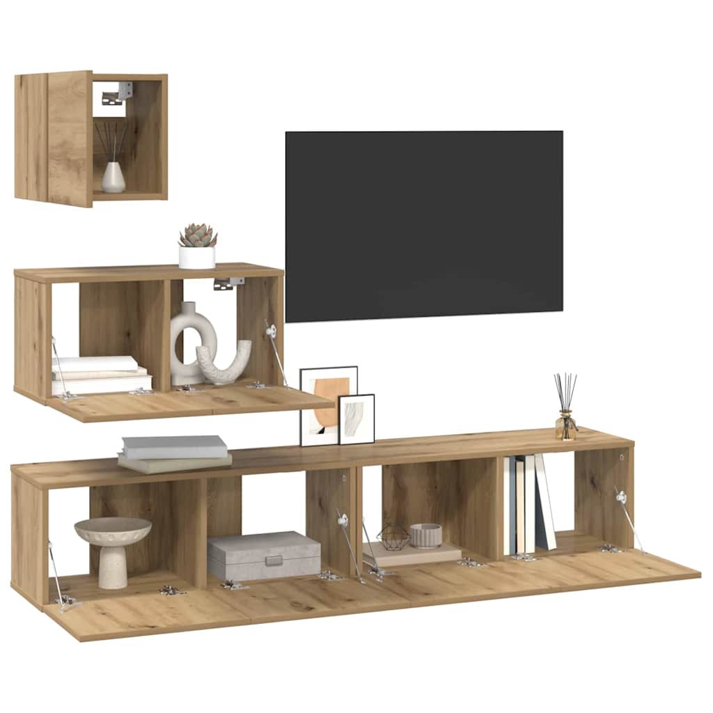 Set mobile TV 4 pcs Rovere artigianale Legno multistrato
