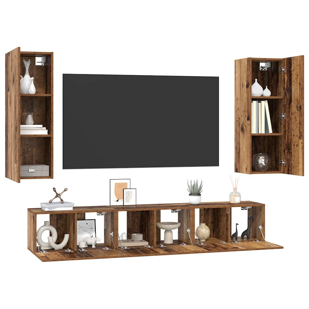 Set mobile TV 5 pcs Legno vecchio Legno multistrato