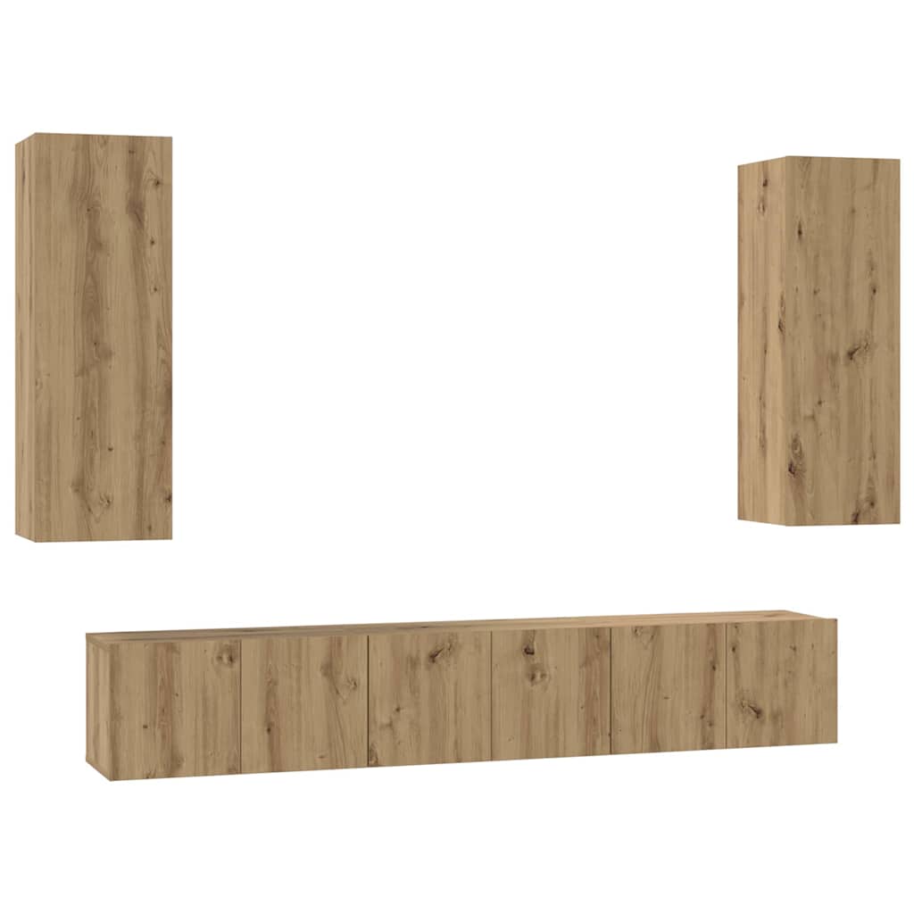 Set mobile TV 5 pcs Rovere artigianale Legno multistrato