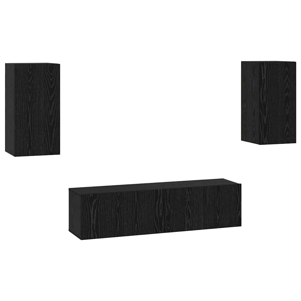 Set mobile TV Montaggio a parete Rovere Nero Legno multistrato