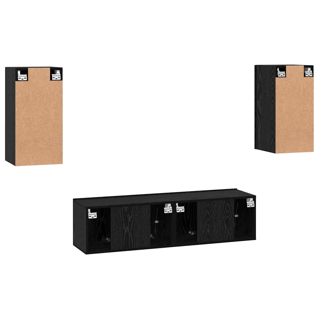 Set mobile TV Montaggio a parete Rovere Nero Legno multistrato