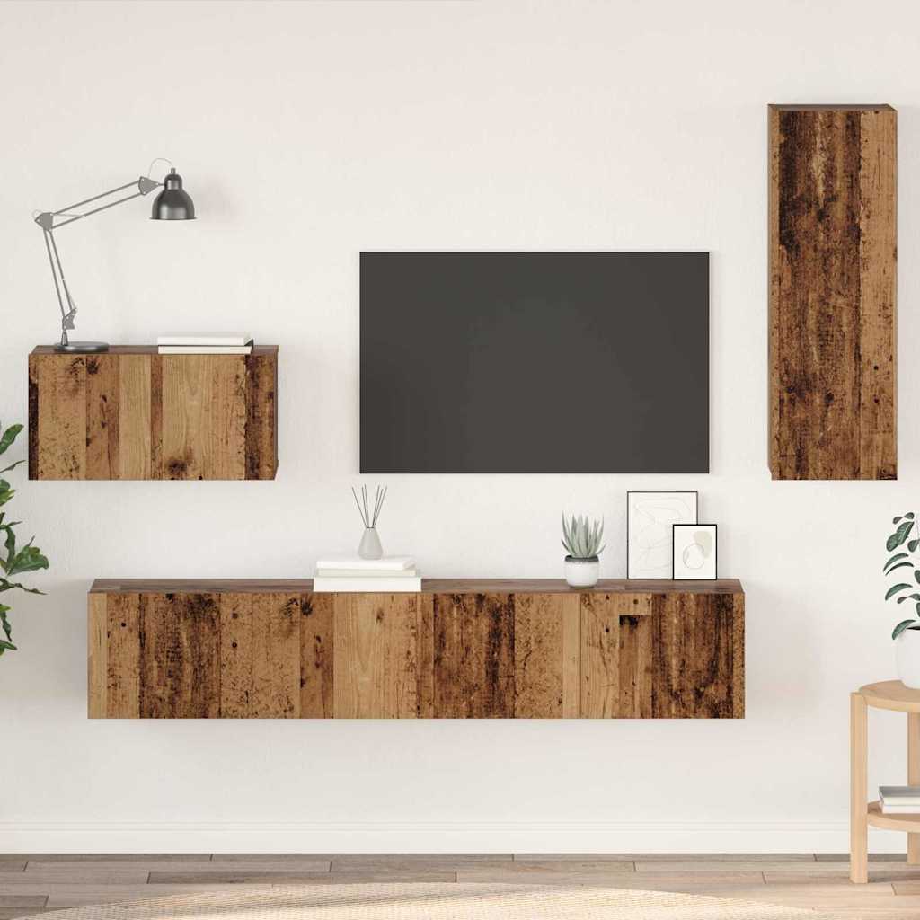 Mobile TV da Parete 4 pcs Legno vecchio Legno multistrato