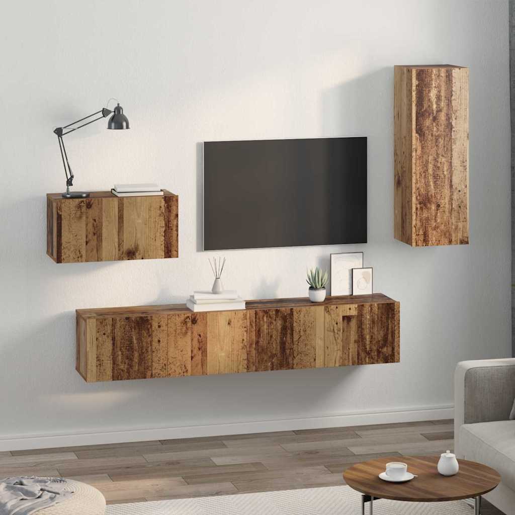 Mobile TV da Parete 4 pcs Legno vecchio Legno multistrato
