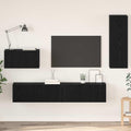 Mobile TV da Parete 4 pcs Rovere Nero Legno multistrato